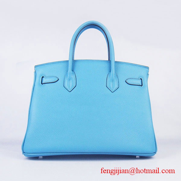 Hermes Birkin 30cm Togo Leather Bag Light Blue 6088